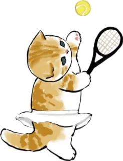 🏸 cat, tennis, ball, animal, sport, cute telegram sticker