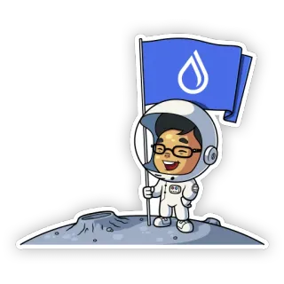 💧 astronauta, luna, bandiera, cartone animato, spazio, personaggio dei cartoni animati telegram sticker