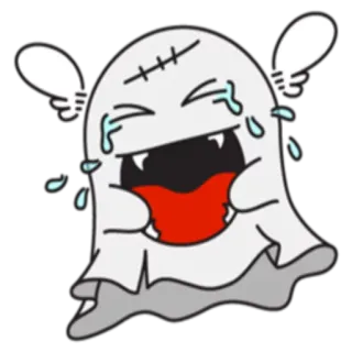 🤣 fantôme, dessin animé, rire, pleurer, mignon, effrayant, sticker, emoji telegram sticker