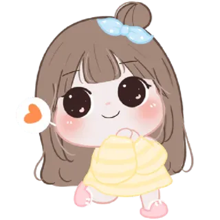 🐤 мультфильм, девушка, милый, каваий, сердце, стикер telegram sticker