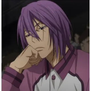 🎭 Atsushi Murasakibara Kuroko's Basketball anime, basquete, cabelo roxo, cansado, Murasakibara telegram sticker