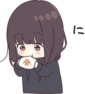 😋 に Аниме, Кавай, Девушка, Мультфильм, Еда, Хлеб whatsapp sticker