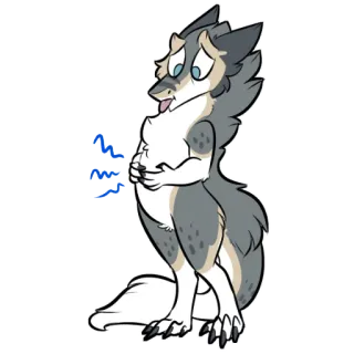 🧀 furry, wolf, belly, animal, cartoon telegram sticker