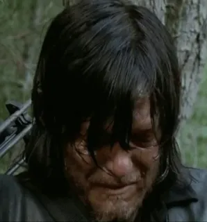 😔 Daryl Dixon The Walking Dead płacz, smutny, mężczyzna, telewizja, serial, the walking dead, daryl telegram sticker