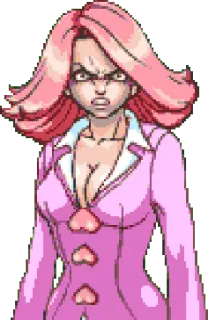 😡 Anime, Frau, Pinke Haare, Wütend, Pixelkunst telegram sticker