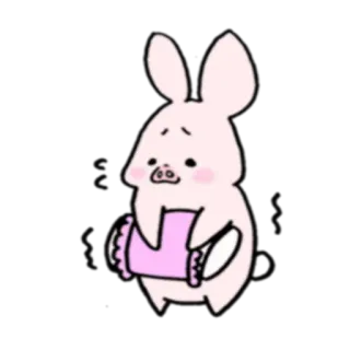 😴 кролик, свинья, животное, милый, мультфильм telegram sticker
