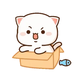 😠 chat, boîte, poisson, mignon, autocollant, dessin animé telegram sticker