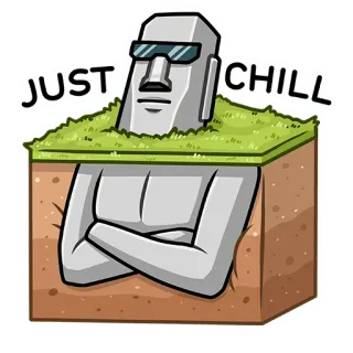 😎 JUST CHILL Moai, Statua, Chill, Figo, Occhiali, Isola di Pasqua, Relax, Rilassato telegram sticker