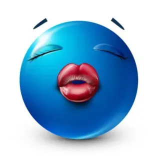 💋 baiser, emoji, bleu, lèvres, expression, visage telegram sticker