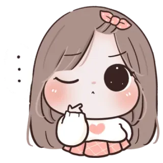 🌙 Cartoon, Meisje, Schattig, Chibi, Kawaii, Blozen, Animatie whatsapp sticker