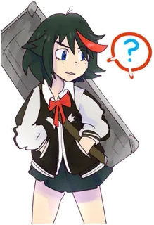 ❔ Ryuko Matoi Kill la Kill Anime, Kill la Kill, Ryuko Matoi, Znak zapytania, Kreskówka, Naklejka telegram sticker