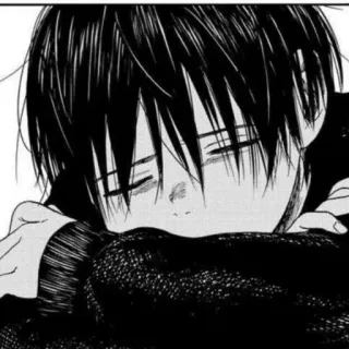 🌚 Anime, Manga, Triste, Depresso, Solo, Illustrazione whatsapp sticker