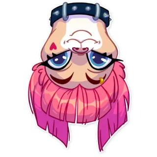 🙃 desenho animado, cabelo rosa, colarinho, fofo, de cabeça para baixo, anime whatsapp sticker