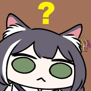 ❓ Девушка-кошка, Аниме, Вопрос, В замешательстве, Персонаж, Стикер whatsapp sticker
