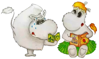 🧘‍♂ moomin, kartun, buku, membaca, menangis, sedih whatsapp sticker
