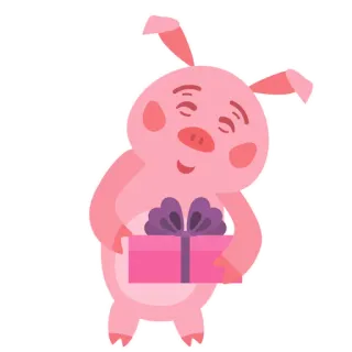 🐷 cochon, cadeau, présent, mignon, animal, fête whatsapp sticker