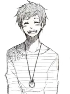 ♥️ Anime, Chico, Boceto, Dibujo animado, Feliz, Sonrisa telegram sticker
