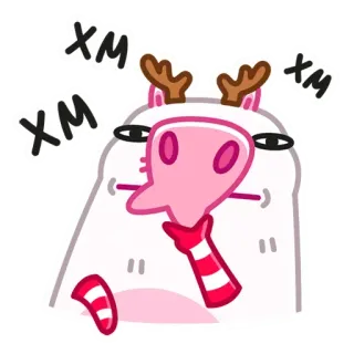 🤔 XM XM XM cerf, hiver, animal, noël, écharpe telegram sticker