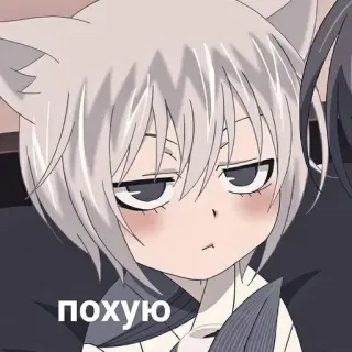 🤥 похую anime, tai mèo, tiếng Nga, biểu cảm, dễ thương, nhãn dán telegram sticker