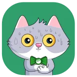 😅 cat, animal, cute, sweat, worried, bow tie, cartoon whatsapp sticker