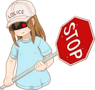 🛑 LOLICE stop sign, anime, lolice, cartoon, drawing telegram sticker