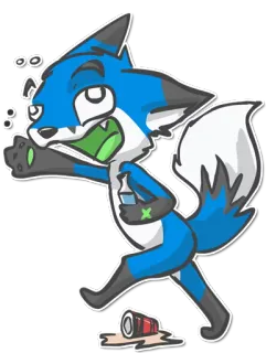🍺 สุนัขจิ้งจอก, การ์ตูน, ปาร์ตี้, ดื่ม, แก้ว, แอลกอฮอล์, สัตว์, ตลก whatsapp sticker