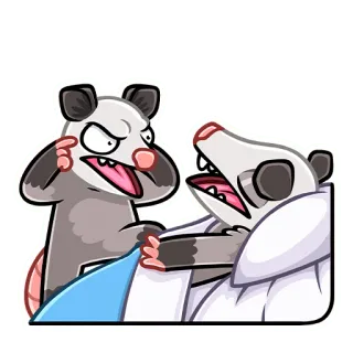 😵 lucha, zarigüeya, conflicto, animal, agresivo whatsapp sticker