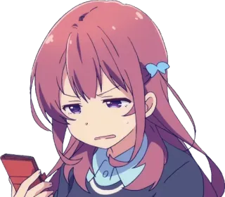 😕 anime, ragazza, confusa, arrabbiata, telefono, carina whatsapp sticker