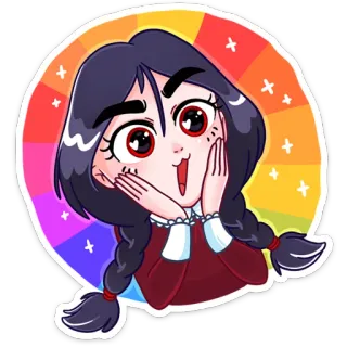 🤩 การ์ตูน, ผู้หญิง, อนิเมะ, เปีย, น่ารัก, มีความสุข telegram sticker
