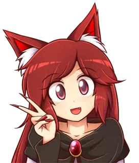 ✌️ Anime, Vossenoren, Cartoon, Leuk, Rood, Meisje, Anime meisje, Vossenmeisje telegram sticker