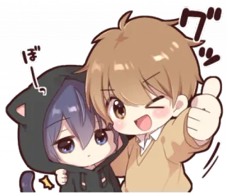 🎱 グッ Anime, Pouce levé, Kawaii, Mignon, Manga, Chibi telegram sticker