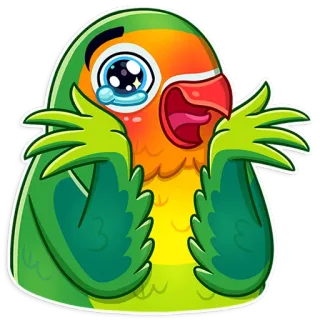 😃 새, 앵무새, 우는, 슬픈, 눈물, 감정적 telegram sticker