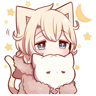 😴 gatto, anime, kawaii, carino, luna, stelle, chibi whatsapp sticker