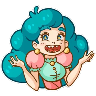 🤗 Desenho animado, Mulher, Menina, Personagem, Fofo, Ilustração telegram sticker