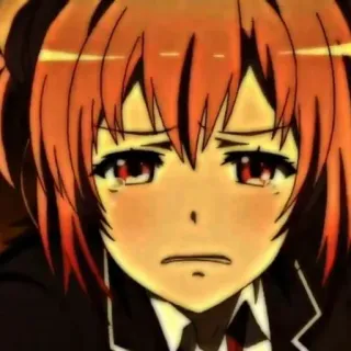 🖇 anime, huilen, verdrietig, meisje, rood haar, tranen, portret telegram sticker