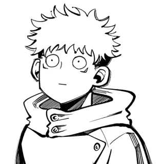 😐 Yuji Itadori Jujutsu Kaisen Yuji Itadori, Jujutsu Kaisen, Anime, Manga, Schwarzweiß, Aufkleber telegram sticker