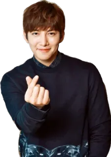 ❤️ acteur, coréen, homme, portrait, K-pop, K-drama, finger heart, beau whatsapp sticker