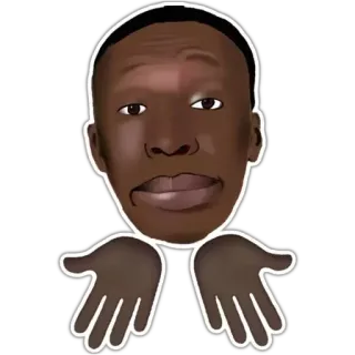🤨 Afroamerikaner, Cartoon, Person, Kopf, Hände, Frage telegram sticker