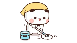 🍩 Reinigung, Wischen, Panda, Cartoon, Süß, Hausarbeit telegram sticker