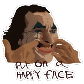 😁 Joker Put on a HAPPY FACE Joker, cara feliz, película, cómic, villano, DC Comics, expresión whatsapp sticker