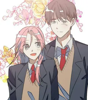 ❤️ anime, cartoon, school uniforms, romance, couple, cute telegram sticker