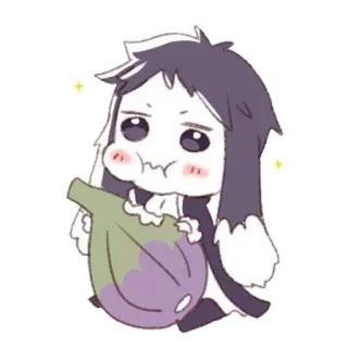😚 Hase, Kaninchen, Aubergine, niedlich, Cartoon, Aufkleber telegram sticker