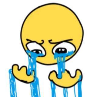 😭 表情符号, 悲伤, 哭泣, 黄色, 卡通 telegram sticker