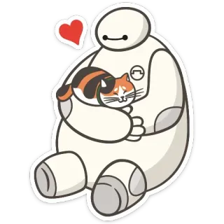 ❤️ Baymax Big Hero 6 dessin animé, robot, chat, coeur, amitié, mignon, animé, Baymax telegram sticker