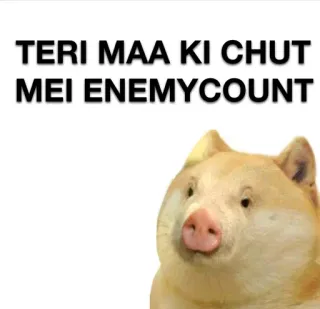 🐷 TERI MAA KI CHUT
MEI ENEMYCOUNT offensant, cochon, insulte, hindi, argot whatsapp sticker