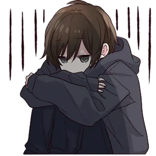 😕 Anime, Triste, Deprimido, Emo, Menino, Mangá telegram sticker