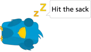 💤 Hit the sack sono, dormindo, desenho animado, saco, ir para a cama, zzz, pássaro, animal telegram sticker
