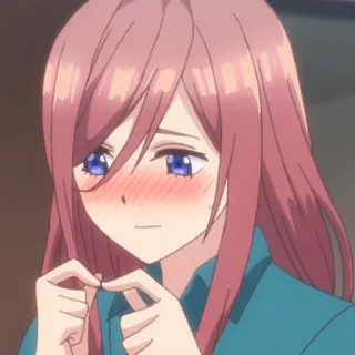😚 Miku Nakano The Quintessential Quintuplets Anime, Manga, Carino, Arrossire, Ragazza, Cartone animato, Sorridendo telegram sticker