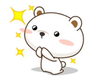😣 oso, lindo, kawaii, brillos, animal, dibujo animado, pegatina telegram sticker