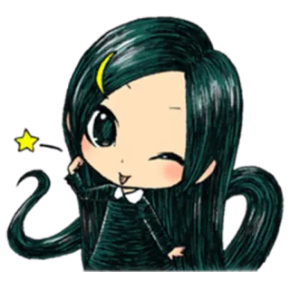 😜 Мультфильм, Чиби, Аниме, Девушка, Милый, Магия, Звезда, Персонаж telegram sticker